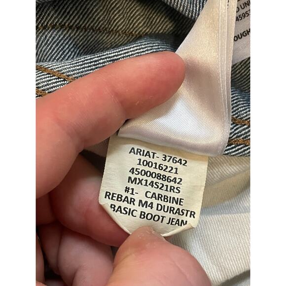 Ariat Rebar M4 Relaxed Boot Cut Jeans Men's Big & Tall Size 42x30 Blue Cotton - Picture 10 of 11